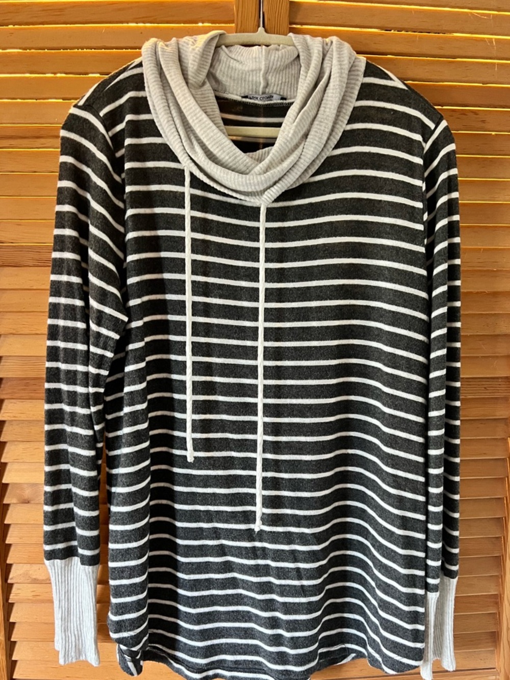 Pink Clover Striped Black & White Cowl Neck Women's Sweater